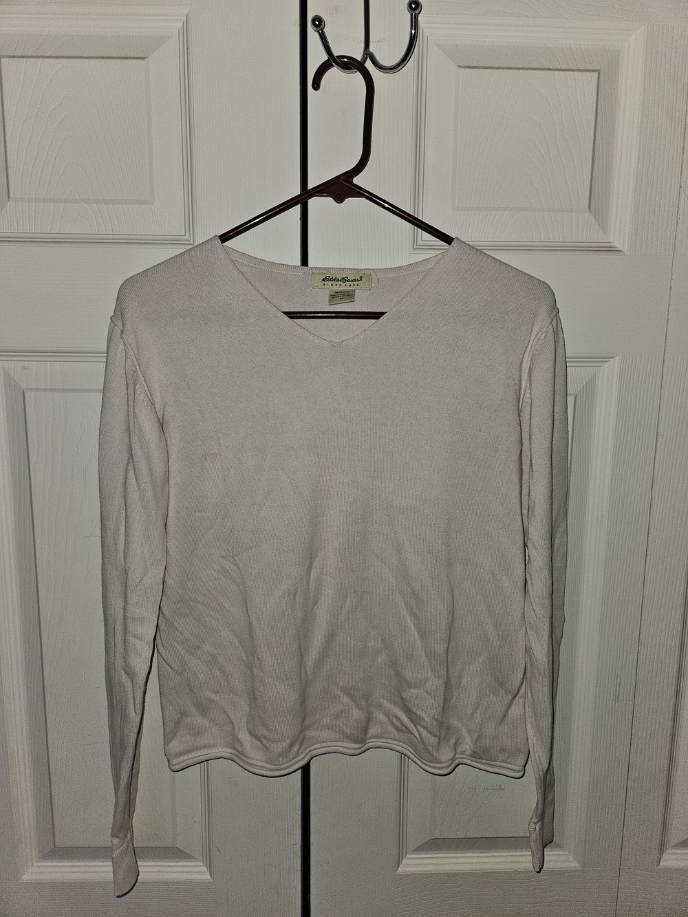 Eddie Bauer Light Cream V-Neck Cotton Top